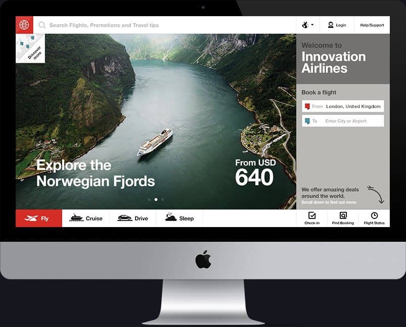 Innovation Airlines, on desktop