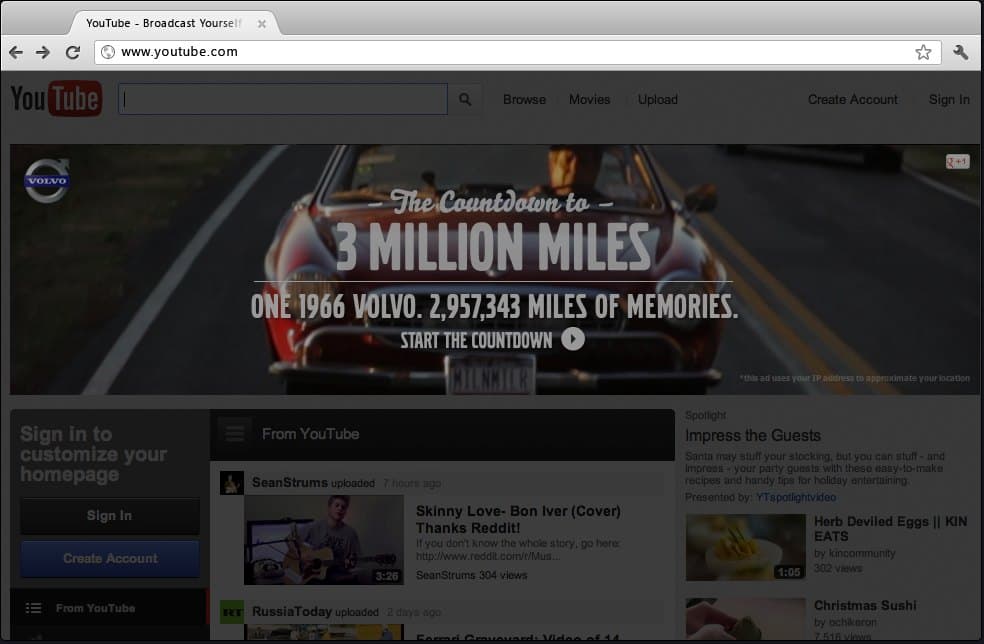 Volvo's countdown, on YouTube