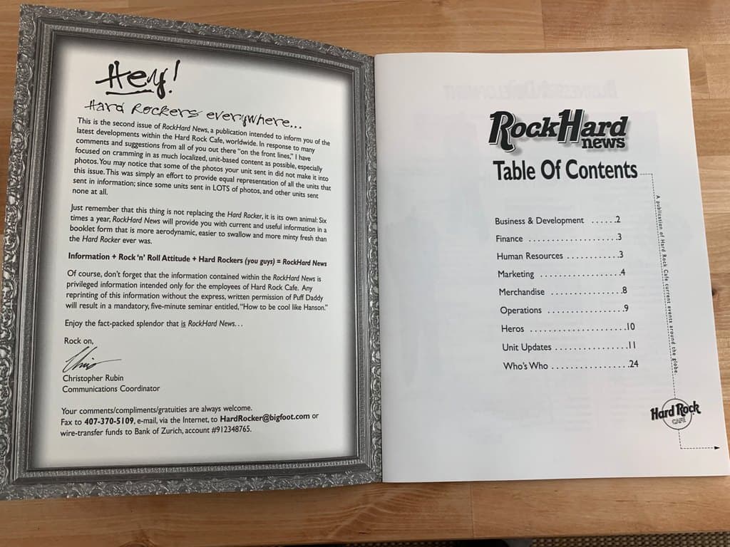 Table of contents