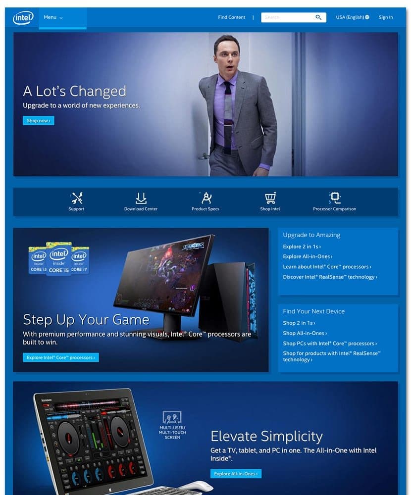 Intel.com home page, campaign