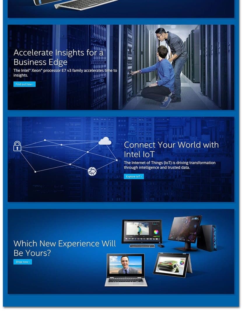 Intel.com home page, continued