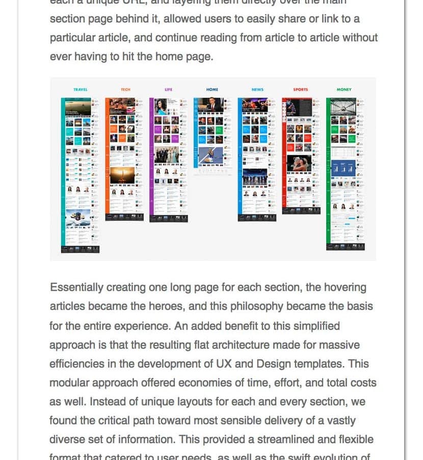 One long page per section
